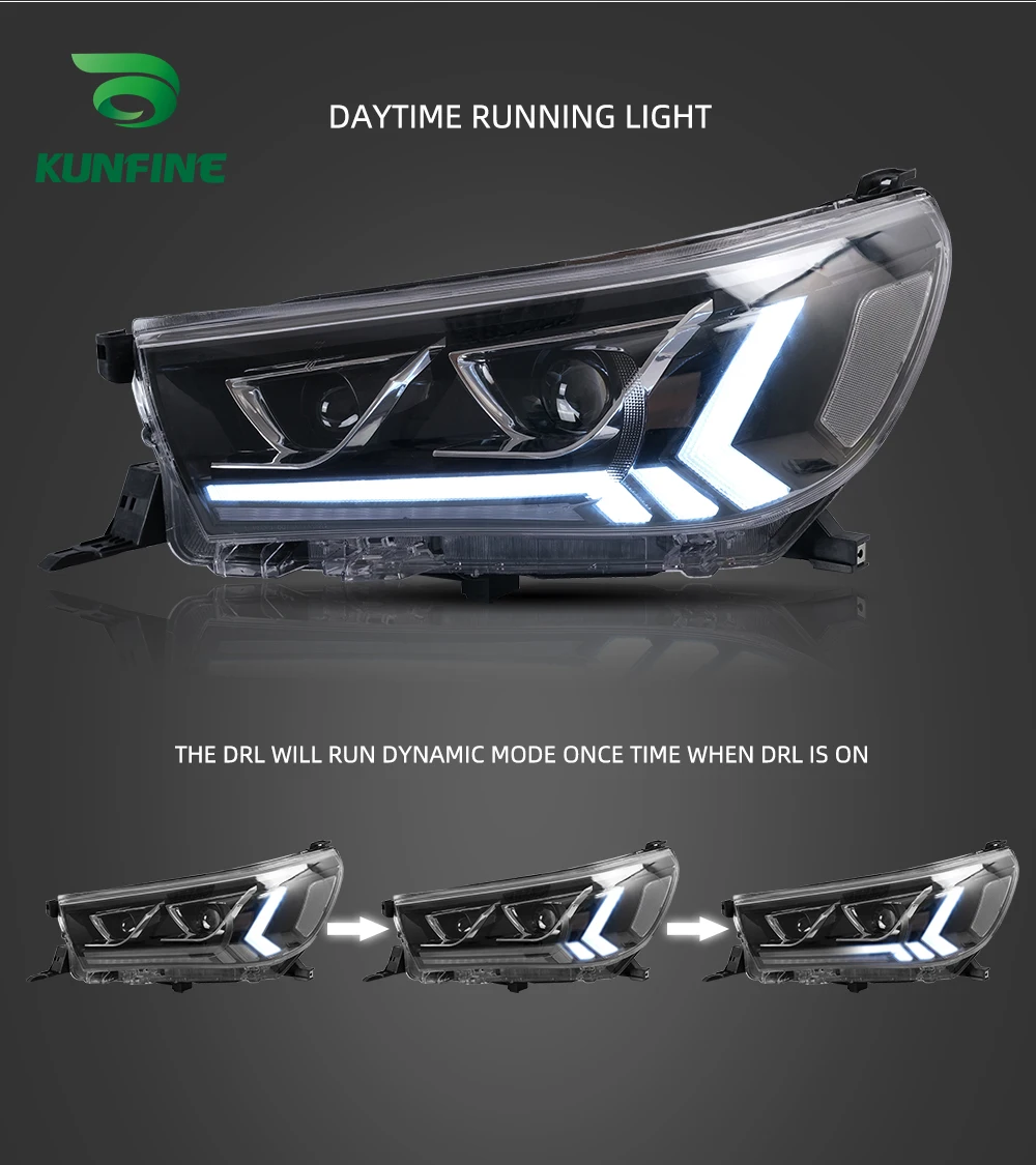 10 Off 車のスタイリング車のヘッドライトアセンブリトヨタハイラックス 15 16 17 18 19 Ledヘッドランプ車 のライト部品プラグアンドプレイ