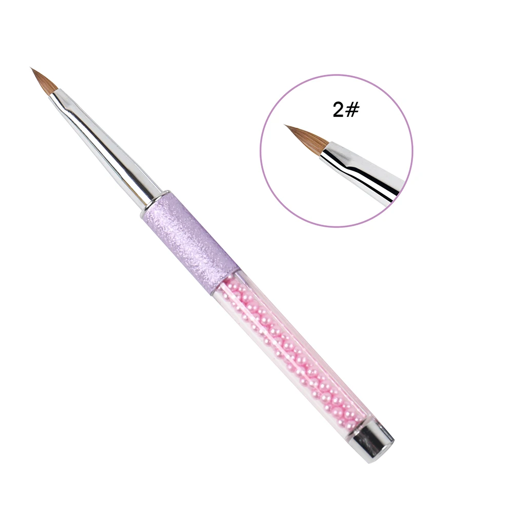 size 2 BQAN 1 ПК акрил кисть для дизайна ногтей колинский Соболь размер волос#2/#4/#6/#8 инструмент для маникюра бисер фиолетового цвета ручка для ногтей - Цвет: size 2