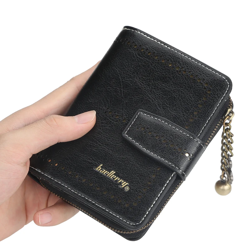 

New woman short wallet Korean version of the hollow vertical fashion multi-card zipper coin purse