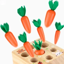Puzzle en bois Montessori pour enfants, jeu de Puzzle en forme de carotte, légumes, taille assortie, matériel pédagogique, jouet éducatif