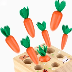 Wooden Puzzle Game Pull Carrot Vegetable Matching Size Wood Puzzle Baby Montessori Teaching Aids Educational Puzzle Toy For Kids