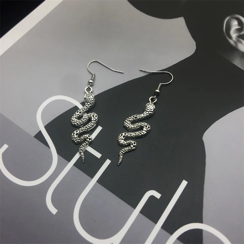 Trendy Vintage Snake Shape Dangle Earrings for Women Girl Retro Drop Earrings Cute Small Object Earring Jewelry Bijoux 2