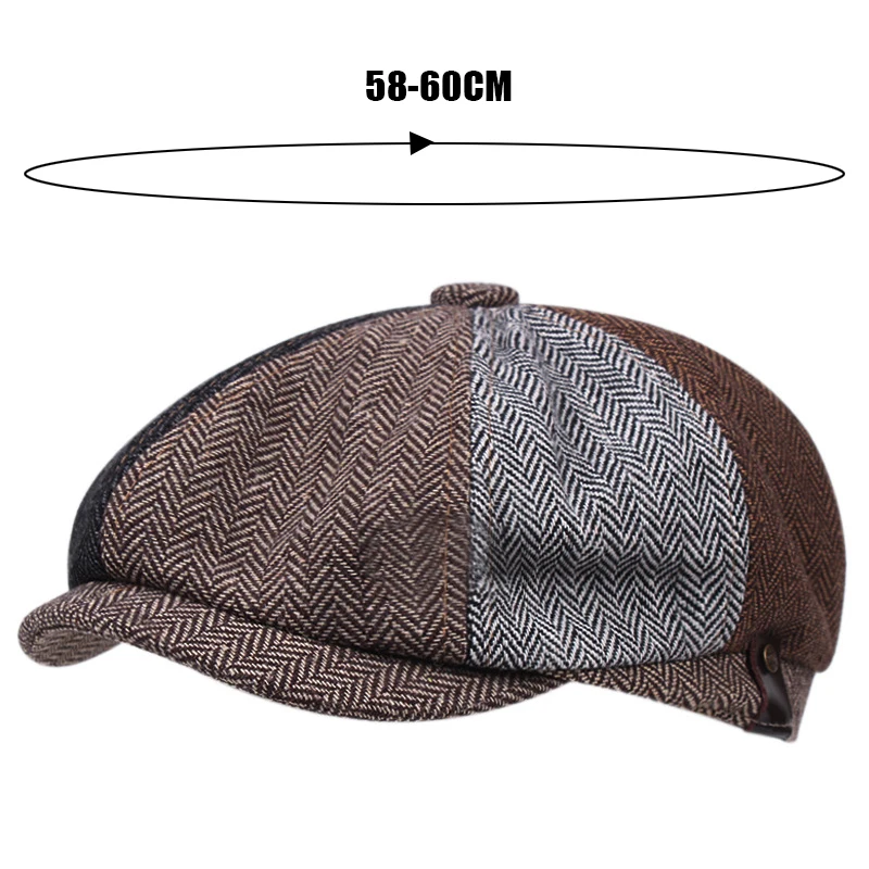 Creative HatMen Octagonal Splicing Tweed Beret Herringbone Gatsby Hats Street Caps Outdoor Autumn Winter Berets casual hat beret hat