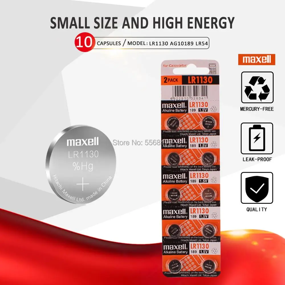 10 шт./лот для батарея таблеточного типа Maxell 1 5 V AG10 LR1130 плоский круглый аккумулятор