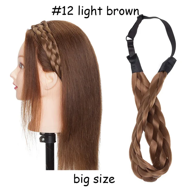 BENEHAIR Synthetic Braided Headbands Fake Hair Plaited Hair Band Braiding Hair Accessories Hair Extension Hairpiece For Women L-12