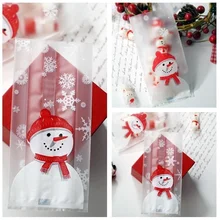 

10/20/50pcs Merry Christmas Gifts Bags Baking Packaging Bags Cartoon Christmas Santa Claus Snowman Snack Candy Cookies Bag