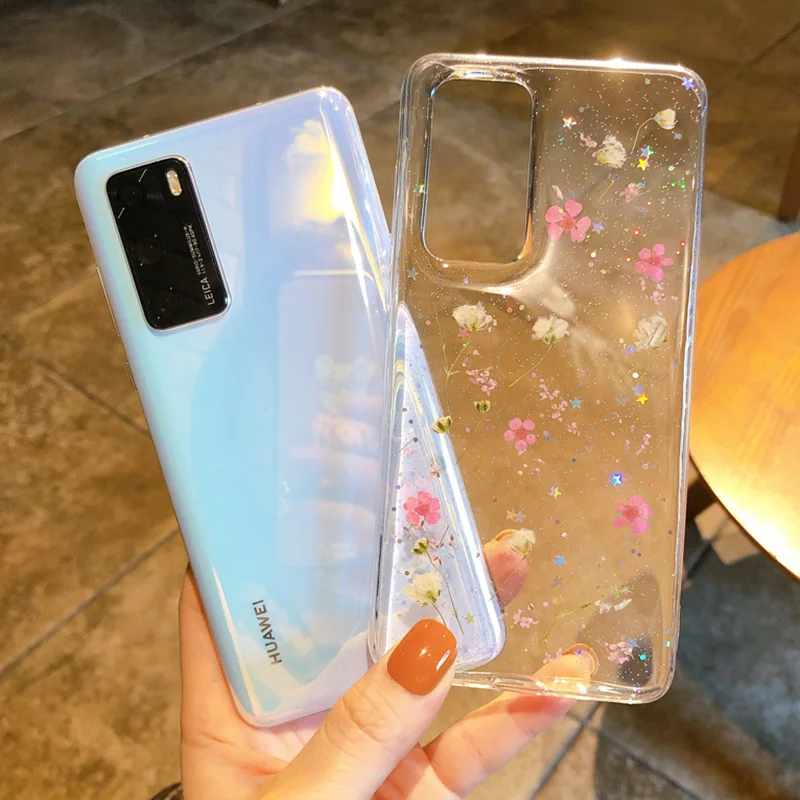 Чехлы с натуральными сушеными цветами для Huawei P40 Pro P30 P20 Lite Mate 20 30 Nova 3e 4 e 5 6 7 SE 7i