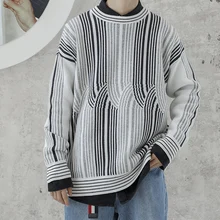 Winter Thick Sweater Men Warm Fashion Sweter Clothes Striped Casual Knit Sweaters Man Loose Long-sleeved Pullover Men M-2XL Winter Thick Sweater Men Warm Fashion Sweter Clothes Striped Casual Knit Sweaters Man Loose Long-sleeved Pullover Men M-2XL