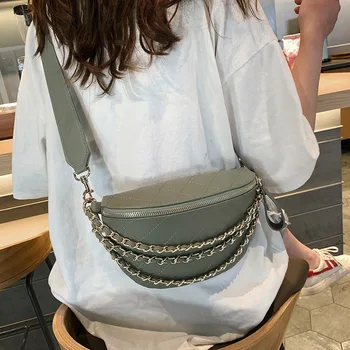 

New Solid Color Ladies Messenger Bag Fashion Chest Dumplings Pu Multifunctional Small Bag