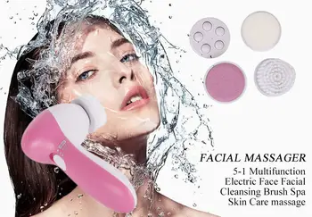 

1 set 5 in 1 Multifunction Electric Face Facial Cleansing Brush Spa Mini Skin Care Massage Brush Face Care Tool Drop Shipping