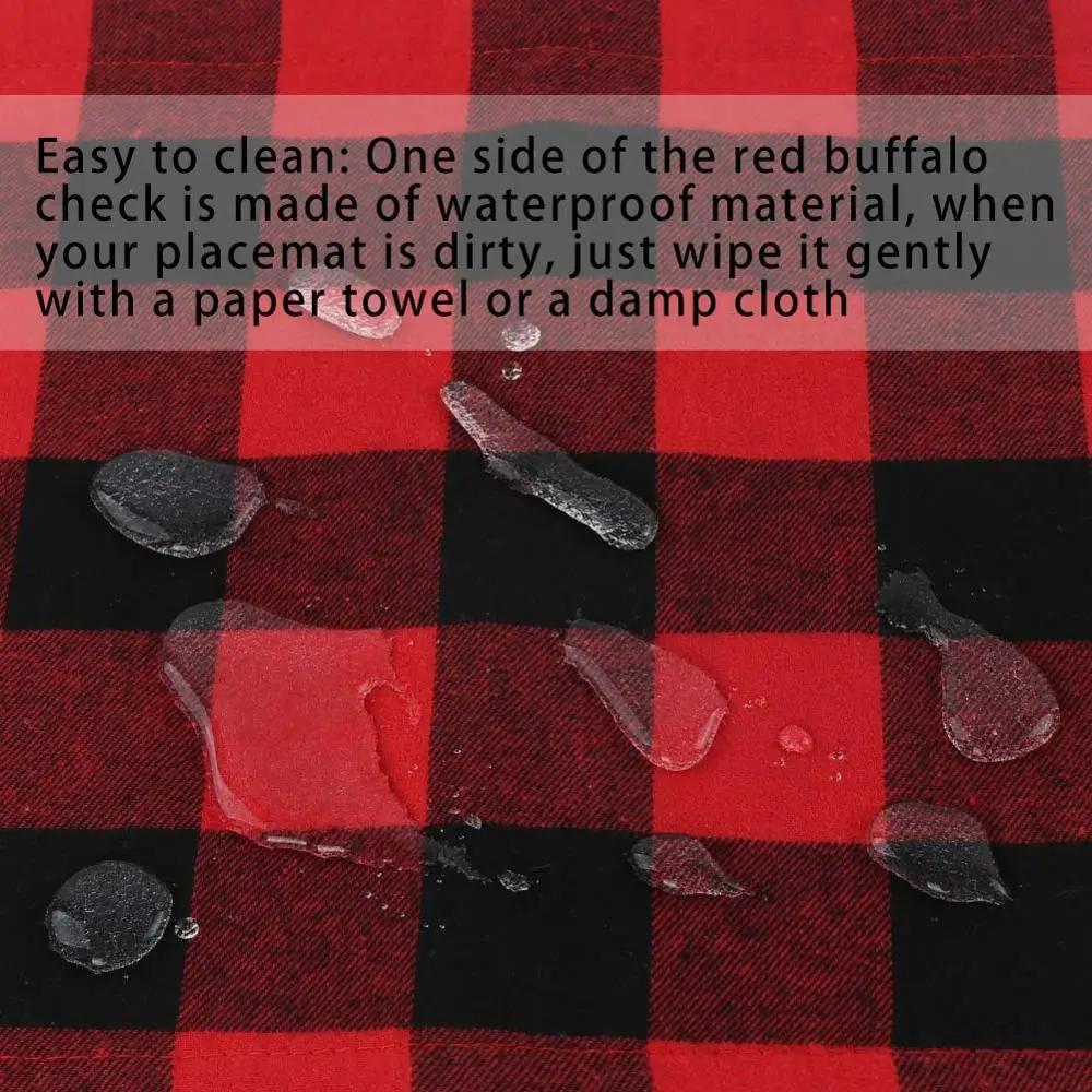 OurWarm 2 шт Рождественская салфетка под приборы Buffalo Check салфетки двухсторонние водонепроницаемые новогодние настольные украшения из мешковины