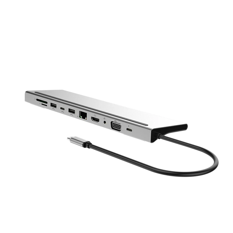 

USB C Hub 10 in 1 Type Dock Gigabit Ethernet Port Charging PD HDMI VGA