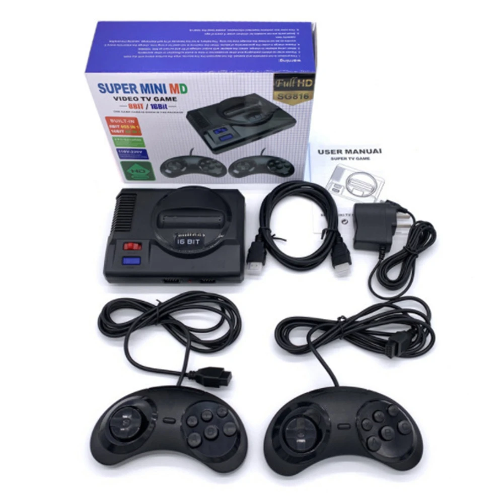 Mini Video Game Console Super Console For Sega Mega Drive Md 16 Bit 86 Games 8 Bit 605 Retro Game Player With 2 Wired Controller Video Game Consoles Aliexpress