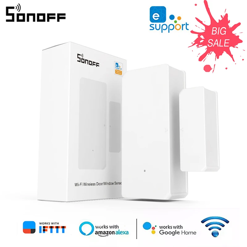 SONOFF-Sensor de ventana de puerta inalámbrico DW2 para el hogar, sistema de seguridad inteligente para el hogar, Detector a través de la aplicación Ewelink, alertas de notificación