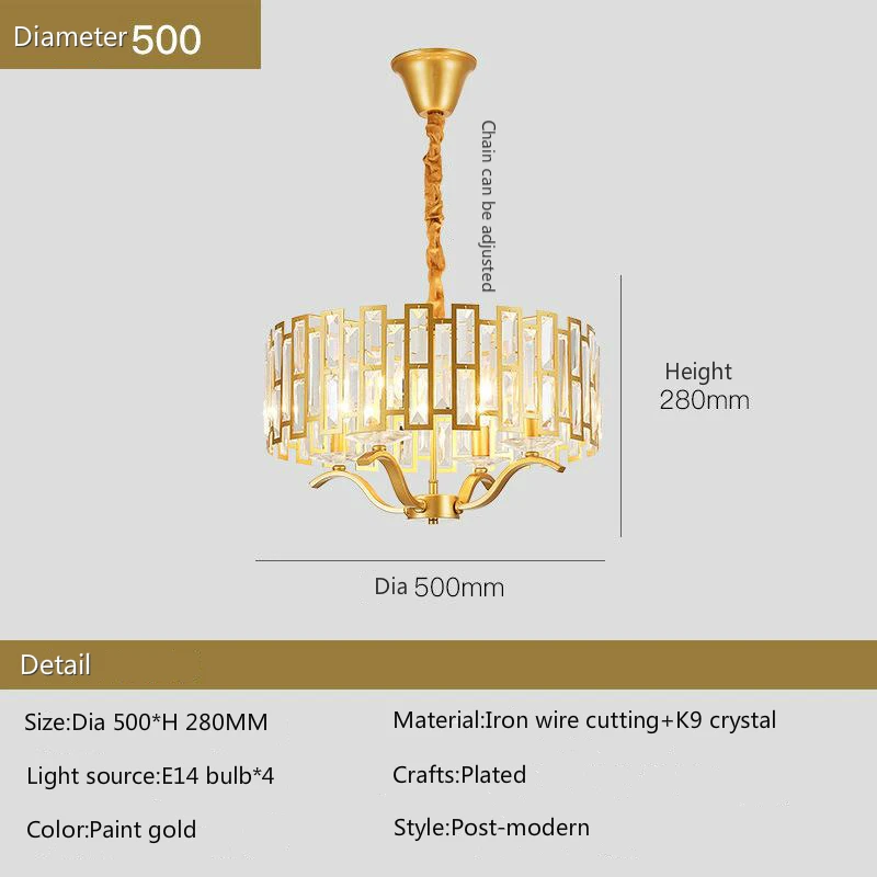 Постмодерн светодиодный Роскошный K9 хрустальная люстра освещение гостиная золотые подвесные светильники Скандинавская Подвесная лампа для спальни Оборудование для столовой - Цвет корпуса: Diameter 50cm