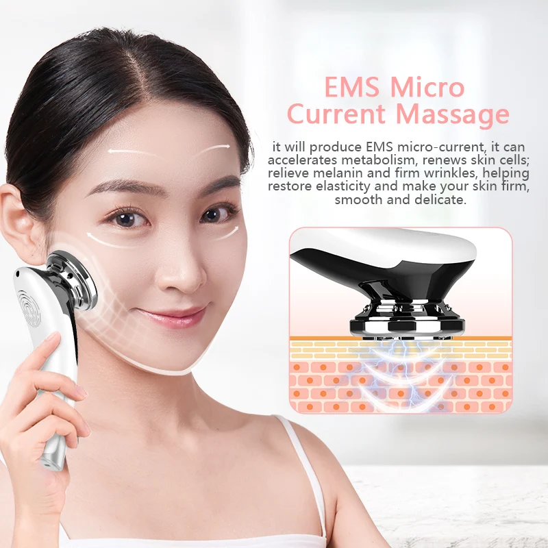  New Ultrasonic Iontophoresis LED Color Facial Microcurrent Cell Rejuvenation Beauty Instrument Face - 4000518131417