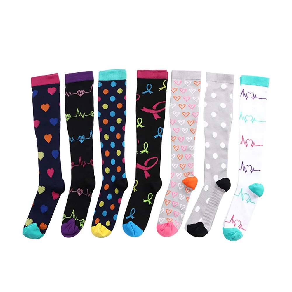 8 видов стилей Компрессионные носки для мужчин и женщин из нейлоновой пряжи для спорта на открытом воздухе, длинные гольфы, носки для бега, Разноцветные носки для марафона унисекс