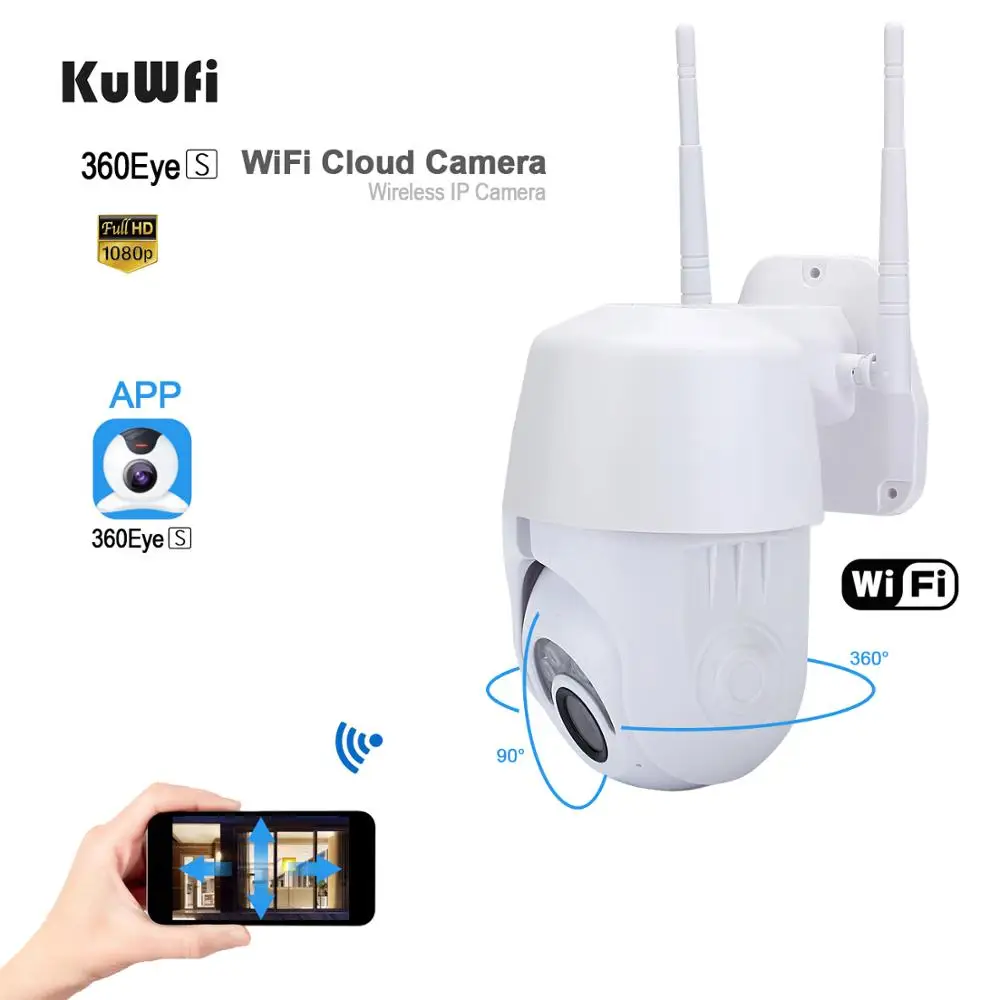 KuWFi 1080P Outdoor Wifi Camera WiFi IP Camera 2MP Wireless PTZ Speed Dome CCTV IR Camera Outdoor Security Surveillance