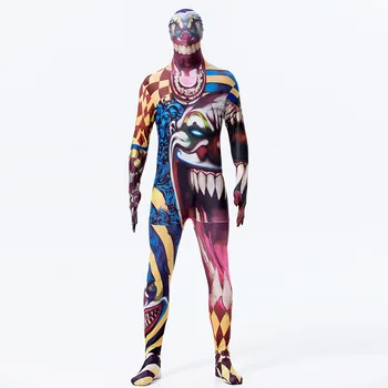 

Clown Zentai Suit Adult Men Full Body Lycra Spandex Horror Halloween Cosplay Costumes Masquerade Performance Bloody festival por