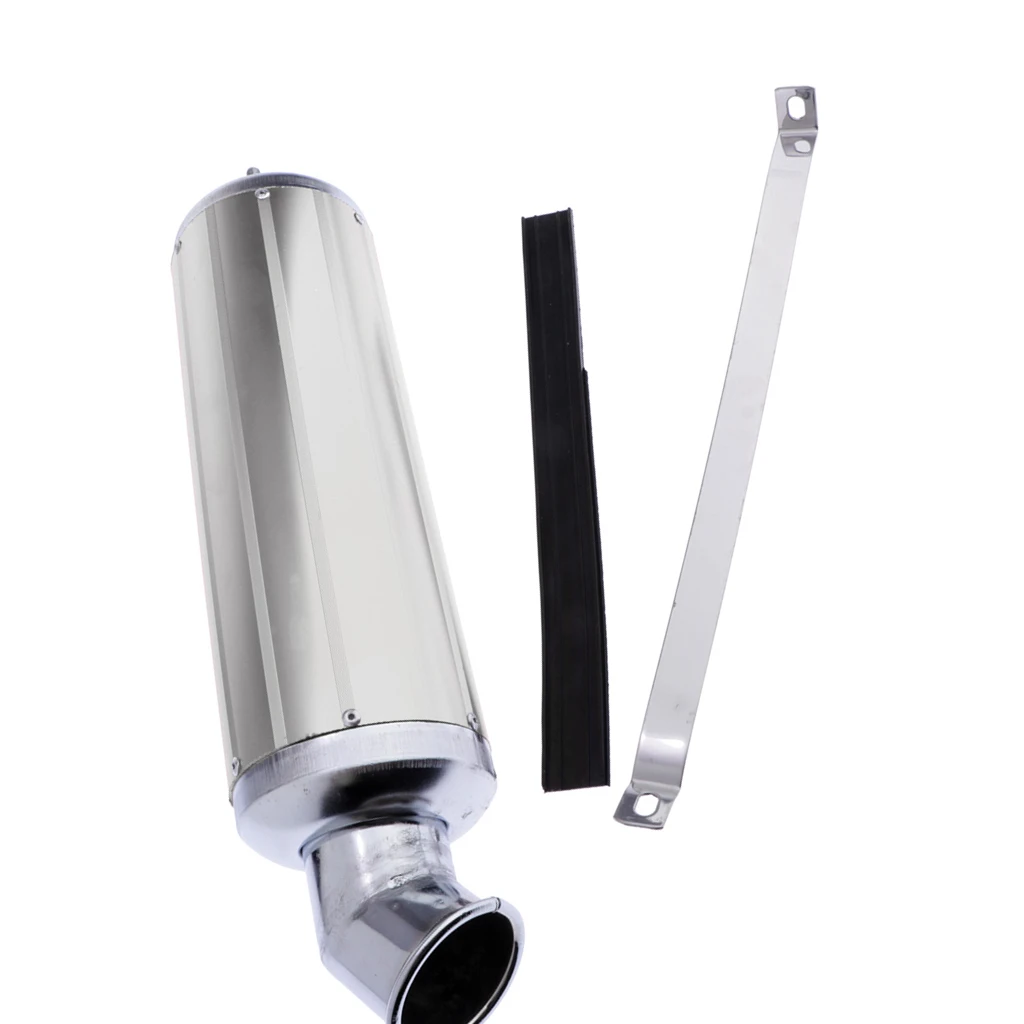 Motorcycle Exhaust Pipe Muffler Silencer Cruiser Chopper Cafe Racer Silver