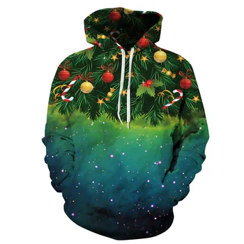 

Hoodies Men/Women Sweatshirt Hooded 3d Brand Clothing Stars Christmas tree digital print couples wear hooded coatsJacket