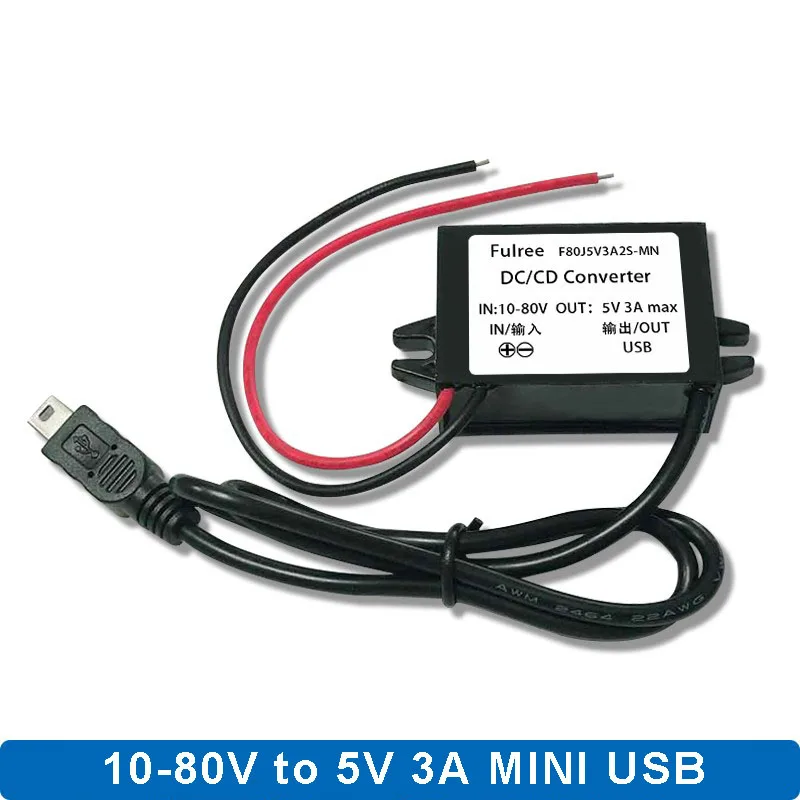 Мини Micro 2 USB 12 В 24 в 36 в 48 в(10 В-80 в) до 5 В 3A DC-DC понижающий преобразователь питания двойной USB Автомобильное зарядное устройство двойной выход адаптер