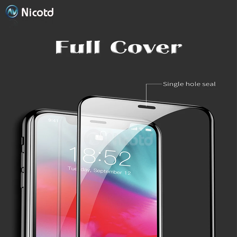 Full Screen For iPhone XS MAX 9 Tempered Glass For iPhone 9 XS MAX 6.1 5.8 6.5 inch Screen Protector 2018 Front Film  (6)