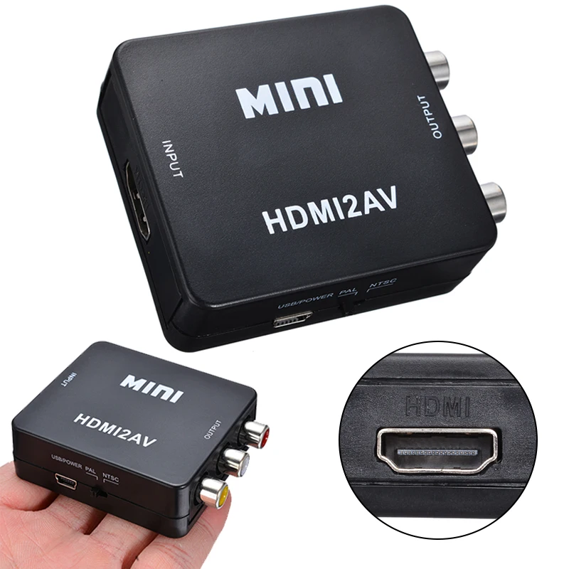 HDMI К AV адаптер мини HDMI к 3RCA AV CVSB L/R видео композитный видео аудио конвертер HDMI2AV видео конвертер коробка для ТВ