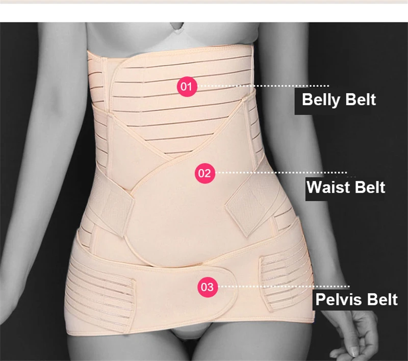 3in1 Belly/Abdomen/Pelvis Postpartum Belt Breathable Waist Trainer Corset Body Recovery Shapewear Belly Slim Waist Cinchers