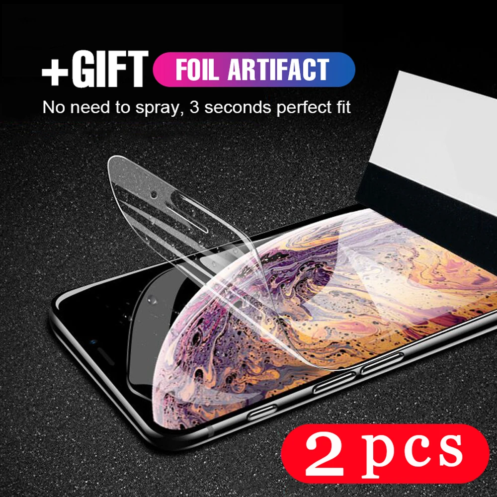 2 Pcs soft full cover for iphone 11 pro x xs max xr hydrogel film 6 6s 7 8 plus protective Not Glass phone screen protector | Мобильные