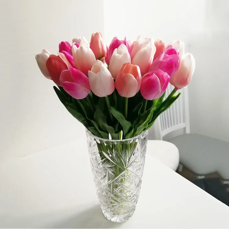 

10PCS Tulip Artificial Flower Real Touch Artificial tulipany Bouquet Fake Flower for Wedding Decoration fake Flowers Home Decor