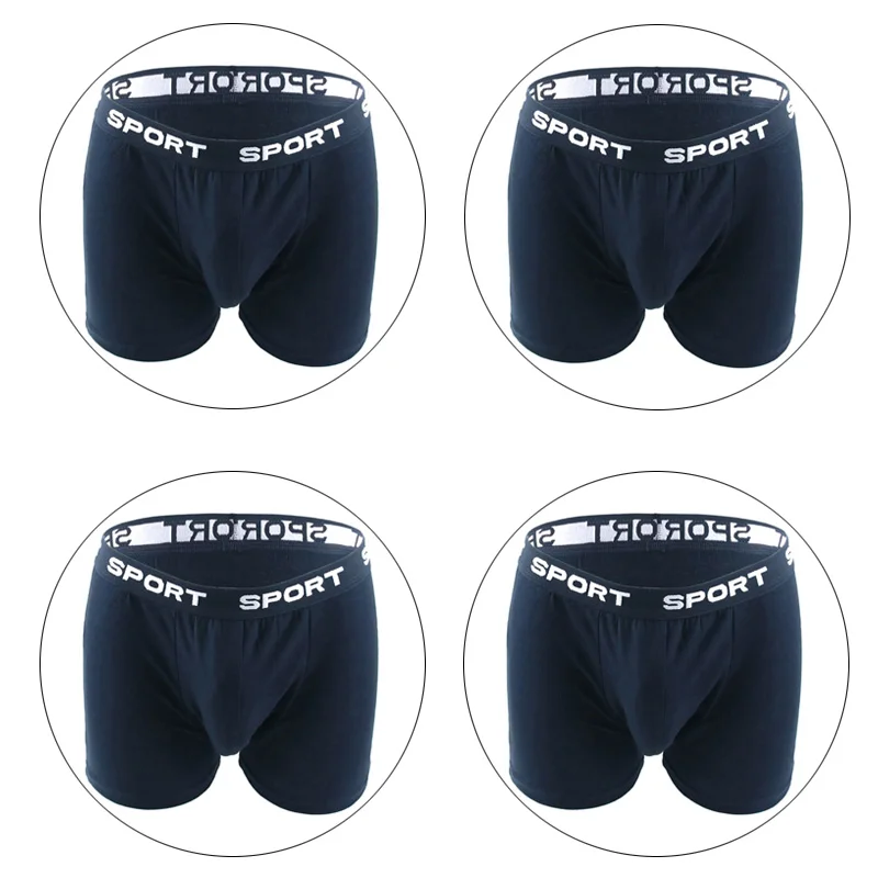 4xNavy 4 шт./компл. шорты-боксеры Для мужчин, мужское нижнее белье, боксеры, хлопковые трусы, мужское нижнее белье эластичная одежда большого размера поясом Короткие - Цвет: 4xNavy