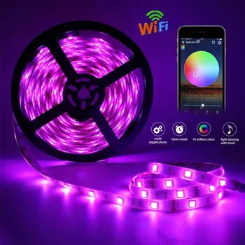 

WIFI APP Control LED Strip Light RGB 5050 150Leds/5M Flexible Led Light Strip SMD5050 RGB Tape Diode DC 12V 24 Keys Controller