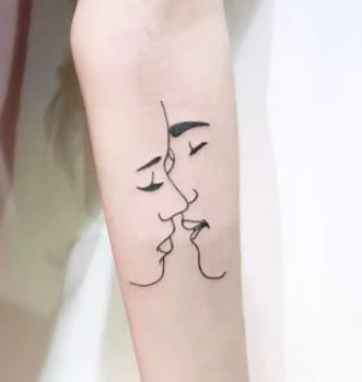 

Temporary Tattoo Sticker Geometric Couple Lover Kiss Fake Tatoo Waterproof Transfer Tattoos Tatto Art For Girl Women Men