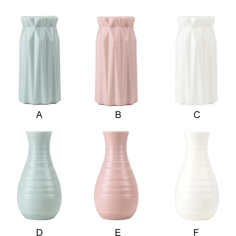 Vase PE Plastic Resistant To Falling Portable Household Unique Vase Flower Arrangement Container Home Decoration Origami White
