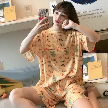 

Sweet Pajamas set for Women Nightwear Cute Pyjama para Femme Short Sleeve Cartoon Printing Daily Home Wear pijama de mujer #3