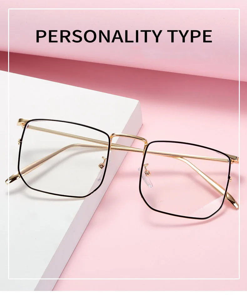 SO&EI Retro Classic Square Men Women Glasses Frame Fashion Metal Frame Clear Lens Optical Prescription Myopia Eyeglasses Frames