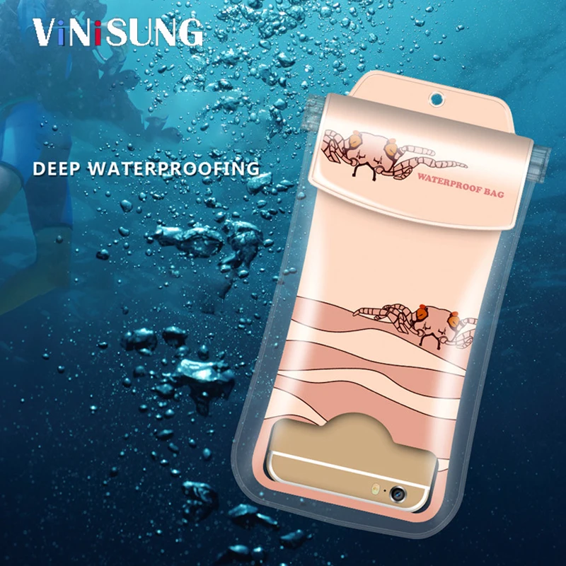 

Waterproof Mobile Phone Case For Iphone X Xs Max Xr 8 7 Samsung S9 Clear Pvc Sealed Underwater Cell Smart Phone Dry Pouch Cover