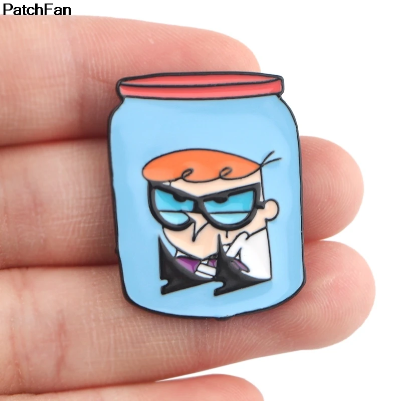 20 шт./лот A2492 Patchfan Dexter's Lab эмалированные булавки, броши, ювелирные изделия, Мультяшные Детские рубашки для девочек, пальто, аксессуары для украшения своими руками, значок