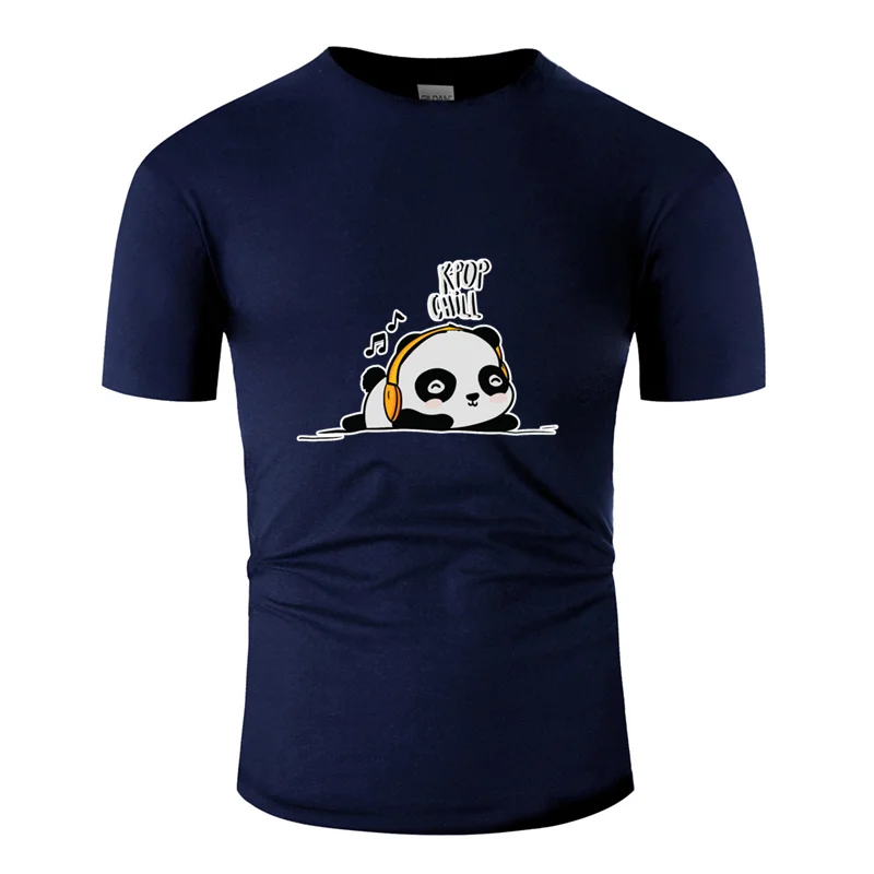 Men-Navy Blue Трикотажная дышащая k pop Корейская музыкальная панда Медведь гетто футболка с принтом «бластер» для мужчин Мужская футболка с надписью Sunlight Crazy size S-5xl - Цвет: Men-Navy Blue