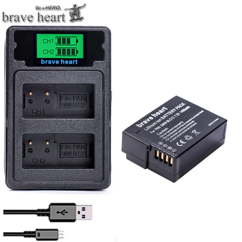 charger and 1battery DMW-BLC12 BLC12E BLC12PP DMW BLC12 батарея+ двойное зарядное устройство/usb-кабель для Panasonic Lumix FZ1000, FZ200, FZ300, G5, G6, G7, GH2, DMC-GX8 - Цвет: charger and 1battery