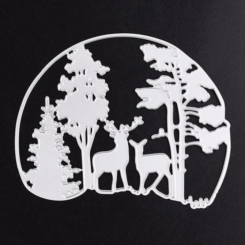 Christmas Deer Dies Forest Tree Metal cutting dies Background Craft die cut stencil for DIY Scrapbooking paper card Template