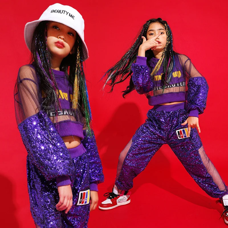 Детский костюм для джазовых танцев одежда в стиле хип-хоп девочек Детские