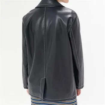 

Women Black Casual Pu Leather Jacket Female Autumn Winter Soft Faux Leather Jacket Streetwear Fashion Outwear Ladies Outwear Hot