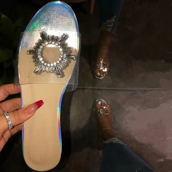 

Indoor Home Bright Flip Flop Ms Spring/summer New 2020 Women Bright Diamond Non-slip PVC Sandals Flat Outdoor Banquet Slippers88