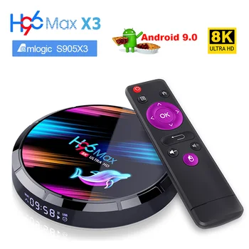 

H96 MAX X3 Android 9.0 4G128G TV Box Amlogic S905X3 Wireless HD 8K Netflix Youtube 2.4G 5G 1000M Wifi 64GB 128GB Smart TvBox