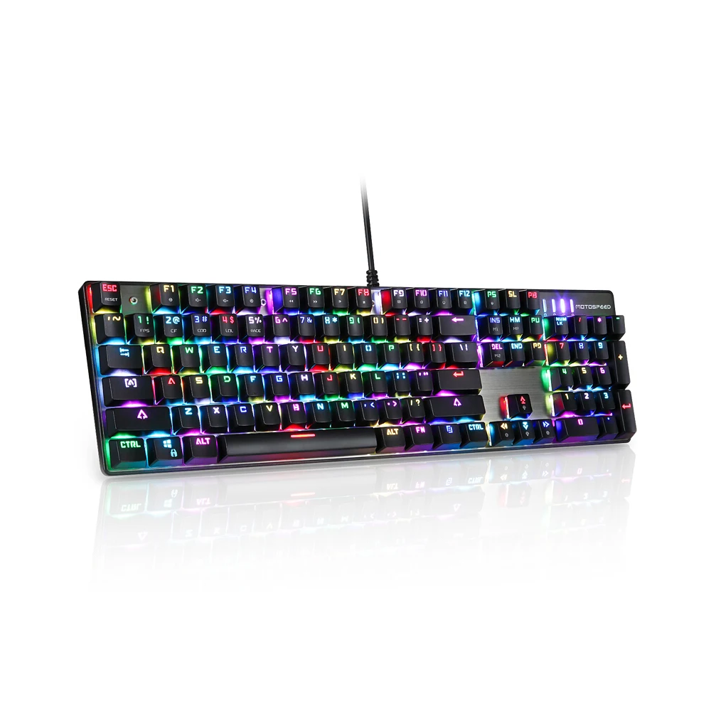 MOTOSPEED CK104 Проводная Механическая игровая клавиатура цветной светодиодный USB