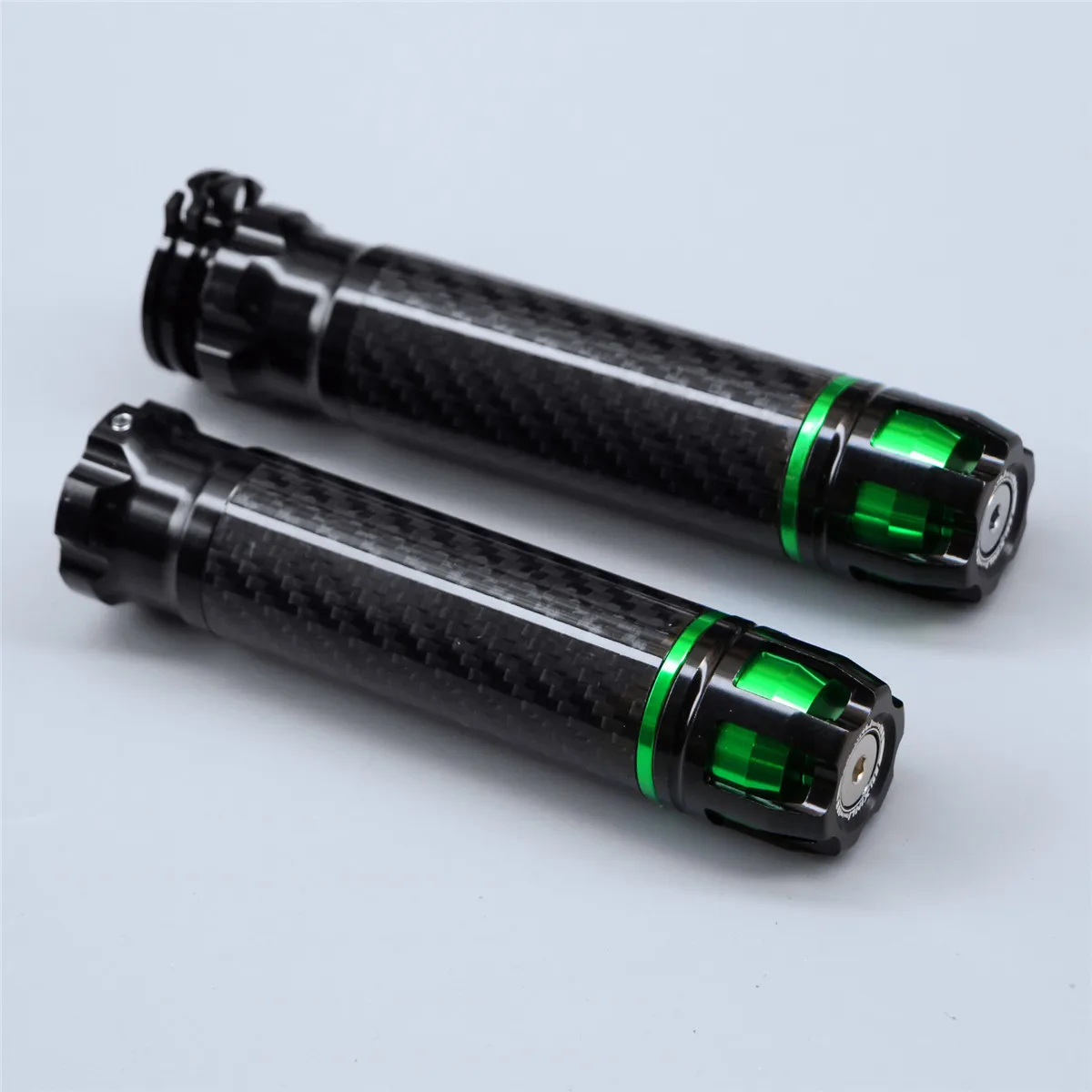 7/" 22 мм ЧПУ углеродного волокна занос мотоцикла Руль рукоятки для Kawasaki Ninja 250 300 ex300 z250 250R 300 650 ZX6R ZX7R ZX10R ZX9R - Цвет: Зеленый