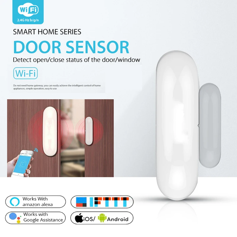

Smart WiFi Door Sensor Door Open Closed Detectors Compatible With Tuya APP Intelligent Electronics For Home Security Alarm