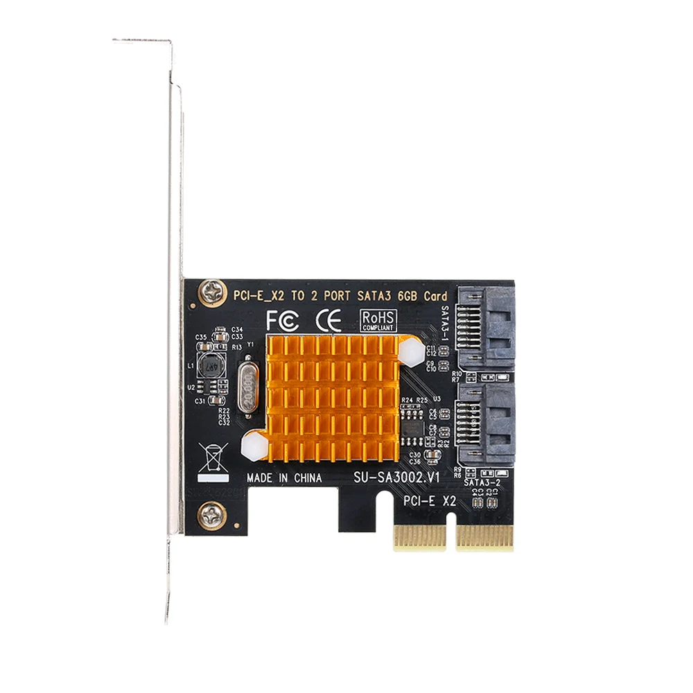 PCI-E X2 на 2 порта SATA3 6 Гбит/с Карта Экспресс-карточка SSD Tiering контроллер адаптер с драйверами CD для больших и маленьких ПК чехол